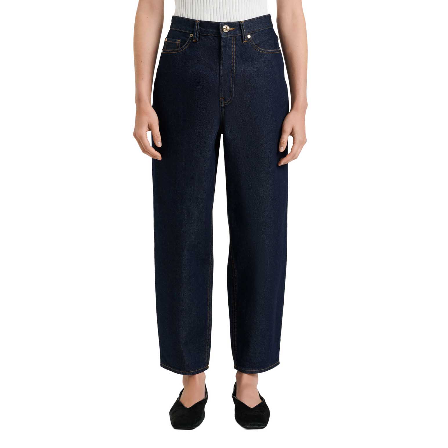 Veronika Maine Dark Indigo Cropped Barrel Leg Jean